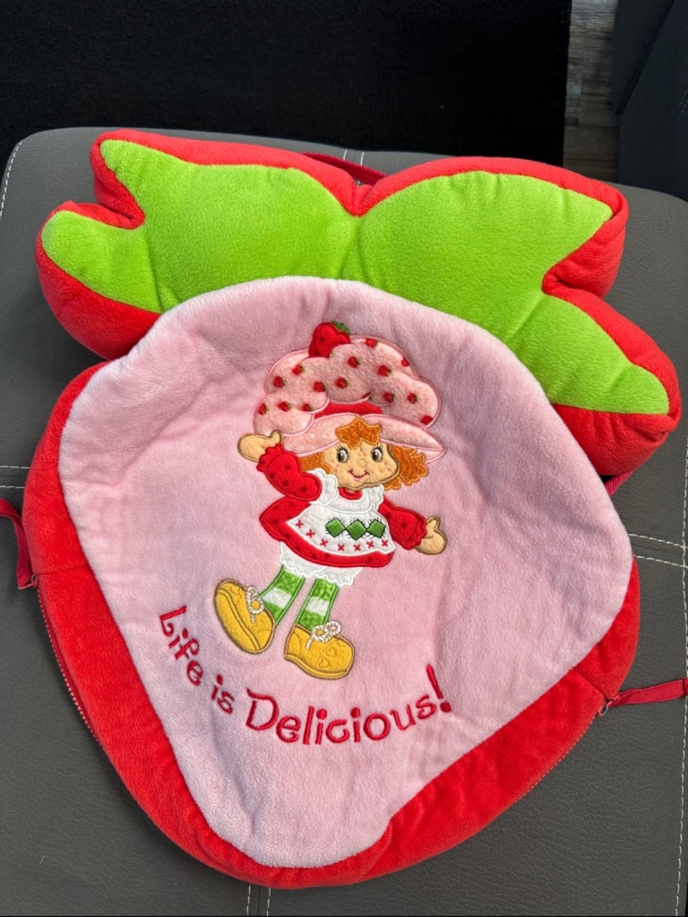 Rare Vintage “Strawberry shortcake” Plush Pillow with Cute Character- Pink & Red